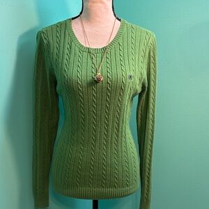 Izod Classic Green Cable Knit Sweater